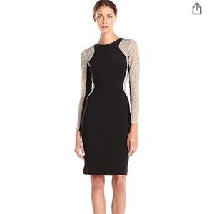 Xscape Women's Short Ity Beaded Long-Sleeve Dress